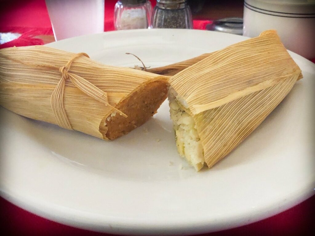 Tamales at one of the San Miguel de Allende restaurants, Cafe De La Parroquia