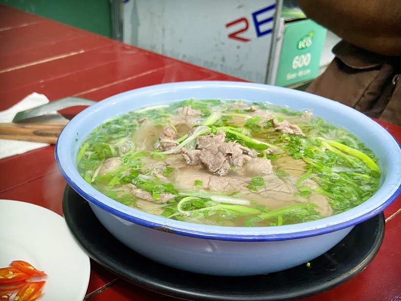 A bowl of beef pho, a popular food in Hanoi