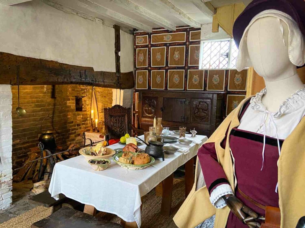 The kitchen at Shakespeare's house in Stratford-Upon-Avon, one of the places to visit in the West Midlands, UK