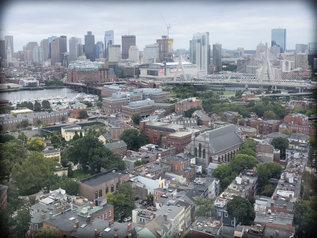 An aeriel view of Boston, MA, where families can enjoy walking the Freedom Trail with kids