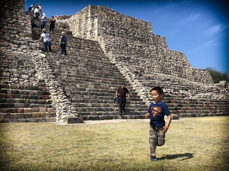 Julian running at pyramid in Mexico