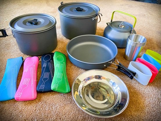 A compact mess kit car camping essentials for a family of four