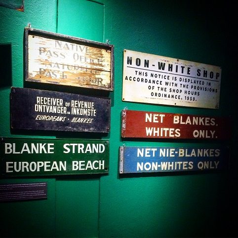 An exhibit at the Apartheid Museum in Johannesburg, South Africa, where families can learn about privilege in travel