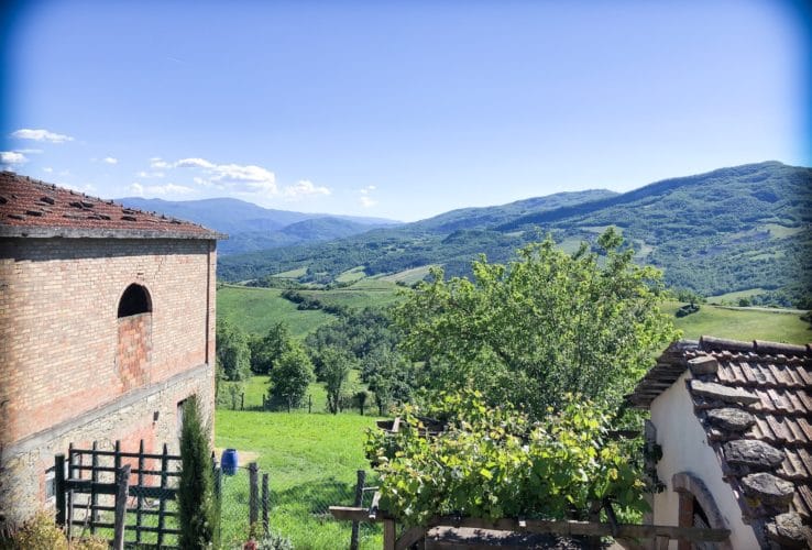 A view of the Italian countryside from a farm house during family holidays overseas