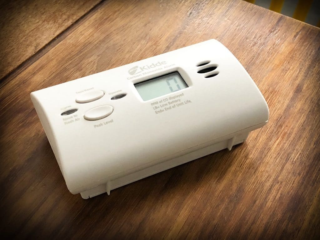 A travel carbon monoxide detector, a must have when traveling with kids